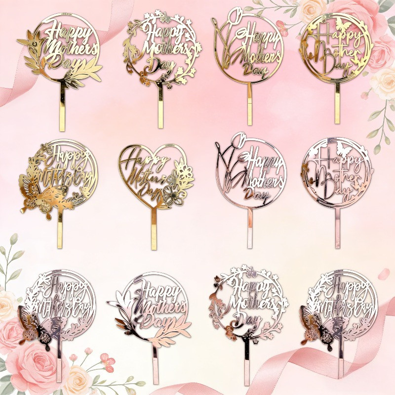 Gold Mother ตกแต่งเค้กวัน – ดอกไม้ลูกไม้ผีเสื้อ Happy Mother s Day Picks