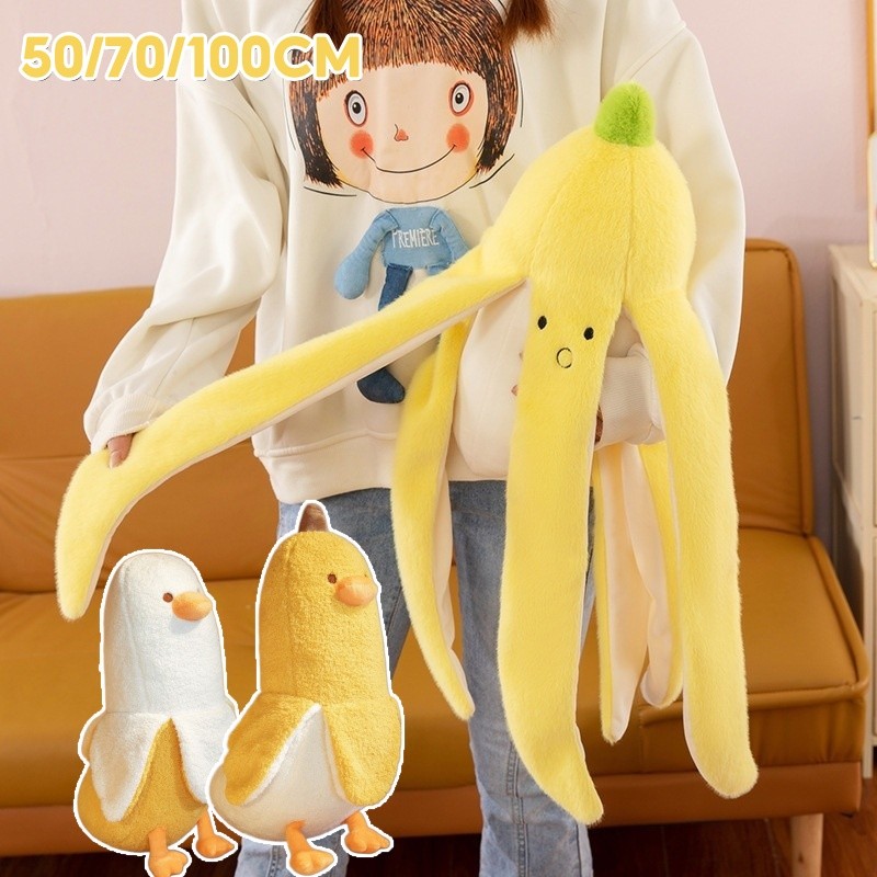 50/70/100 ซม. ตุ๊กตา ตุ๊กตากล้วย ของเล่นตุ๊กตา สัมผัสนุ่ม ของขวัญสร้างสรรค์ หมอนกล้วย