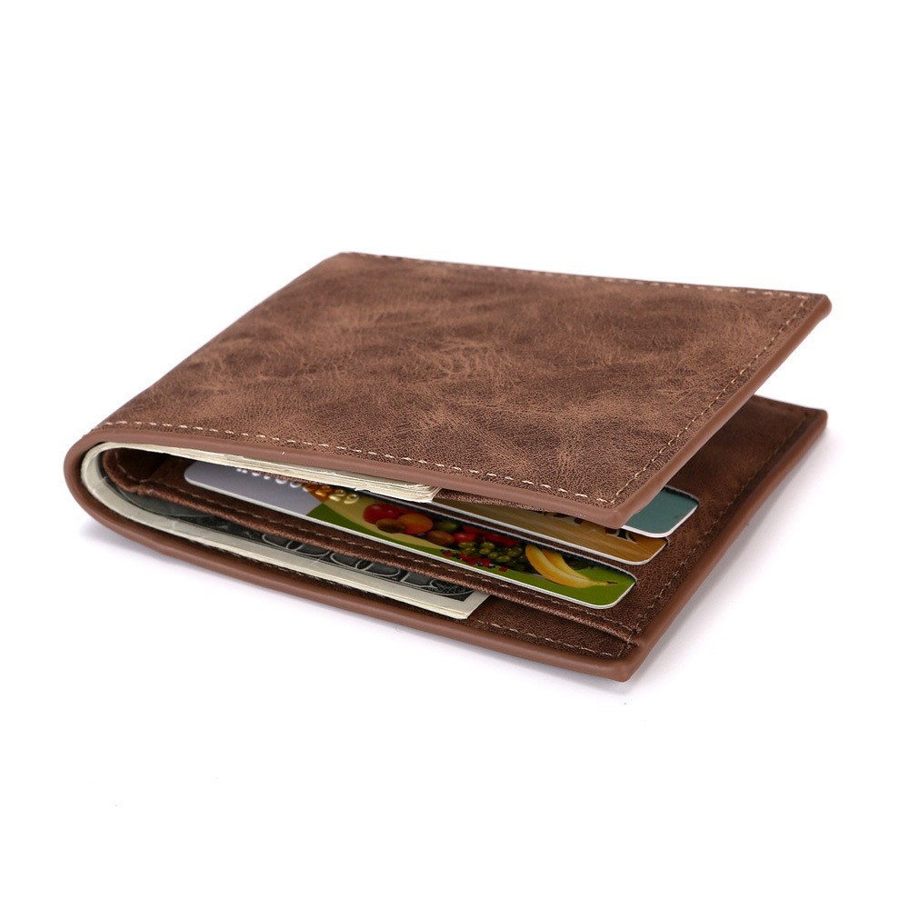 Men Pu Short Wallet Retro Frosted Wallet Men Dollar Wallet Multi-card Card Holder