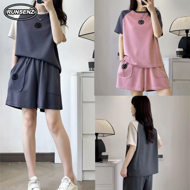 ชุดลำลองสำหรับผู้หญิง:size M-3XL, เสื้อยืดแขนสั้นและกางเกงขาสั้น