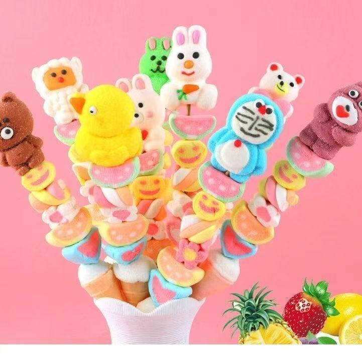 Influencer รูปการ์ตูน Marshmallow String Candy น่ารักเด็ก Gummy Stall เค้ก Baking Shop Y