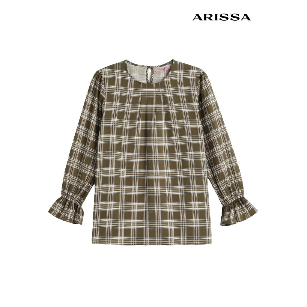 Arissa Women HRY Raya Regular Fit พิมพ์ทอรอบคอด้านหลังเปิดเสื้อแขนยาว - ARS-130016(ฉ)