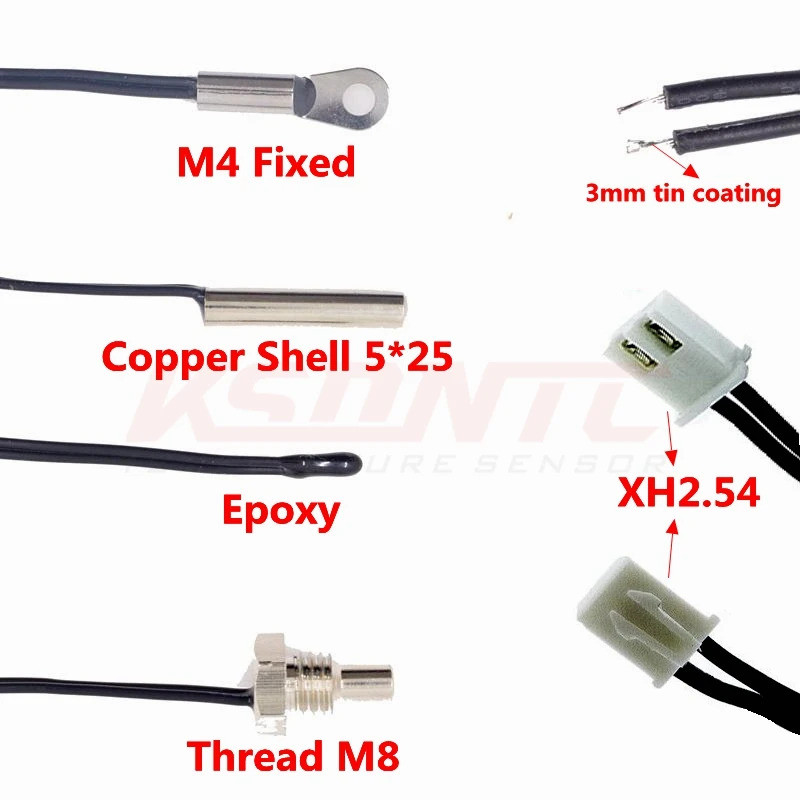 จัดส่งฟรี NTC 5K 10K 15K 20K 50K 100K 103F104F 503F M4 5*25 อีพ็อกซี่M8 Thermistor 1% 3950 500 มม.1M