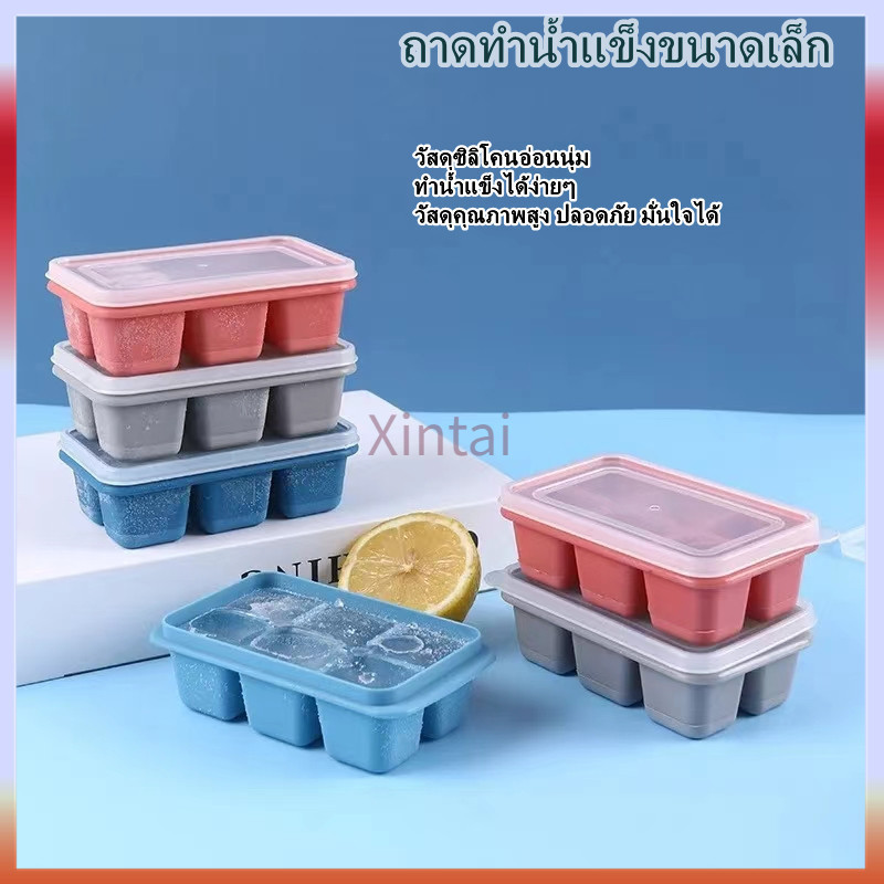 Xintai แม่พิมพ์น้ำแข็ง ถาดทำน้ำแข็งมินิ มีฝาพลาสติก 1ถาดทำได้ 6ก้อน ที่ทำน้ำแข็ง บล็อกทำน้ำแข็ง​ ที่ทำน้ำแข็งก้อนเหลี่ยม