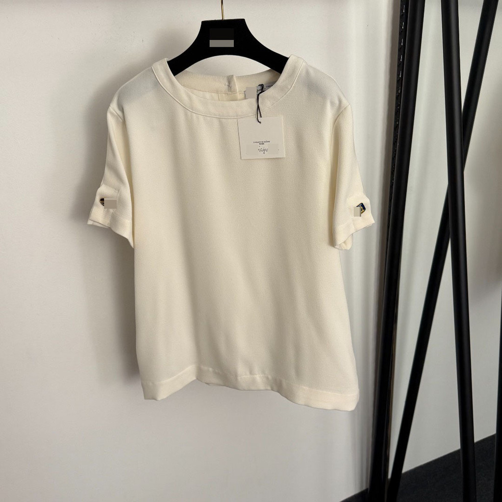 9XB8 Schiaparelli New casual slim fit comfortable breathable back-shaped gold button fashion short s