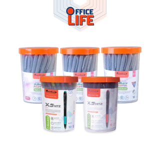 Quantum (ควอนตัม) ปากกา ปากกาลูกลื่น หมึกเจลลูลอยด์ รุ่น X5 Hitz ขนาด 0.5 มม. หมึกน้ำเงิน หมึกแดง ( 50ด้าม / กระปุก )