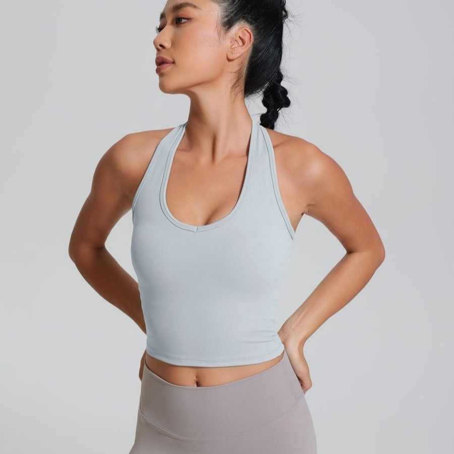 【LASYYOGA】 Sports Bra สำหรับผู้หญิง แบบ V Neck ระบายอากาศได้ดี สไตล์เซ็กซี่ สำหรับโยคะและพิลาทิส