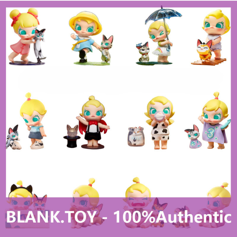 P POPMART Baby Molly Meow Fun Life Series การตกแต่งกล่องลึกลับ