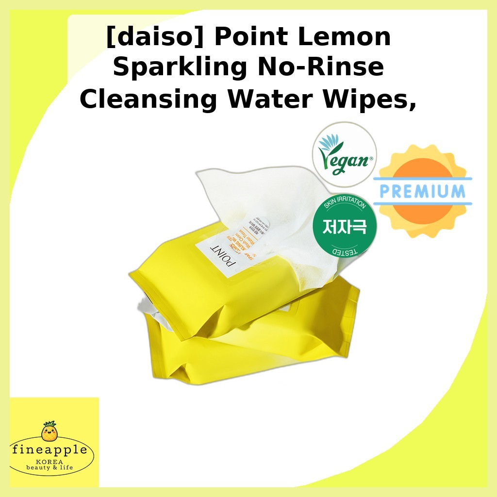 [daiso] Point Lemon Sparkling No-Rinse Cleansing Water Wipes, N/A, 30pcs / Korean Cleansing Wipes โด