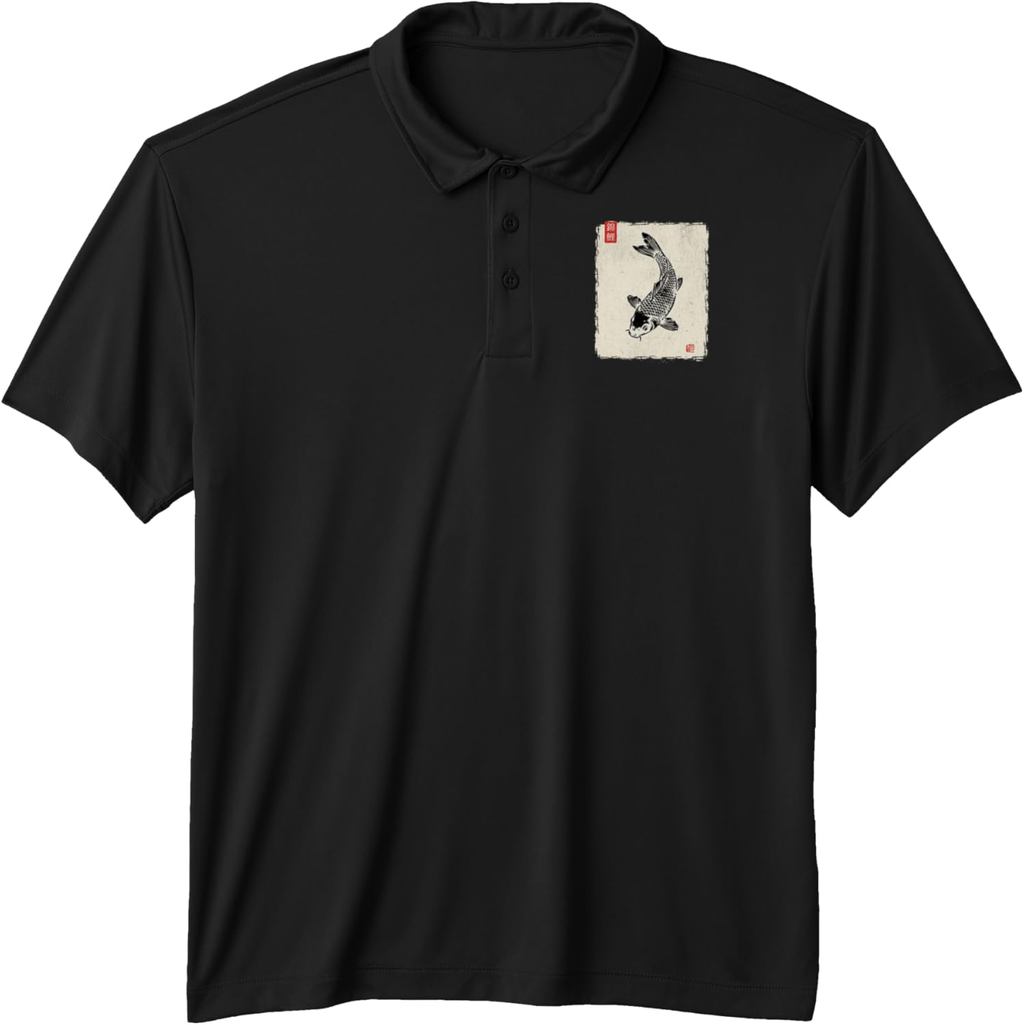 Gyotaku Fish Print Koi Carp Japanese Nishikigoi Sumi-e Art Performance Polo Shirt