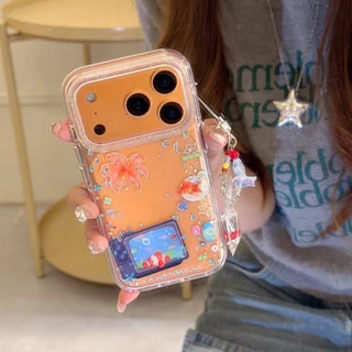 ปลอกปกแข็งโปร่งใสเข้ากันได้กับ iPhone 13 14 14Pro 14ProMax 15 15Pro 15ProMax 16 16Pro 16ProMax 17Pro 17ProMax เคสลายปลาทอง