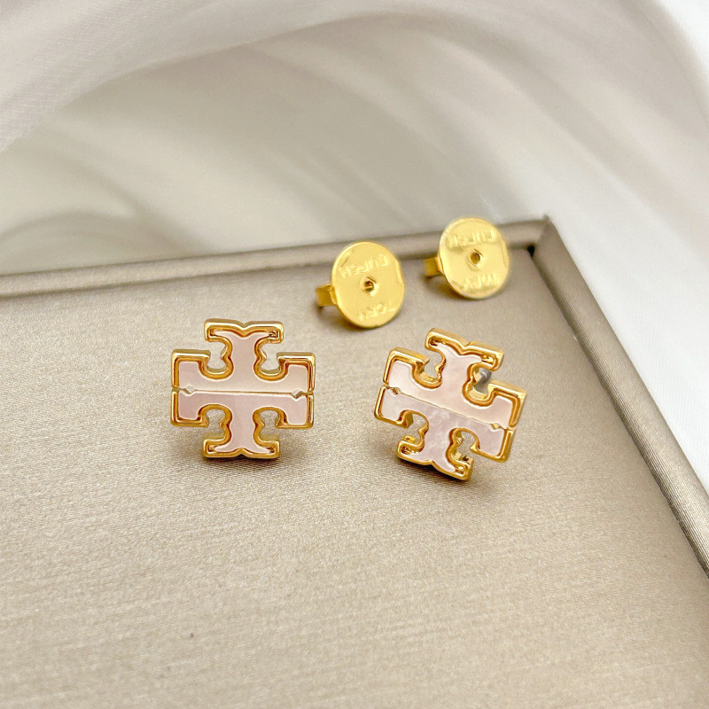 [miaom] สินค้าใหม่ Double T Series Mother-of-Pearl ต่างหูแฟชั่น Classy Elegant Lady ต่างหูอินเทรนด์เฉพาะ Niche Design ต่างหู