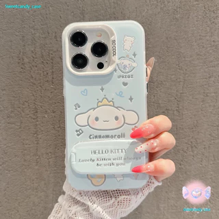 CODที่ไทย เคสสำหรับไอโฟน13 ลายแมวหมา ฟังเพลง เคสแข็งขาตั้งกระจก For IPhone17 16 13 12 11Pro MAX 14 15 XR XS 7/8 Plus SE2