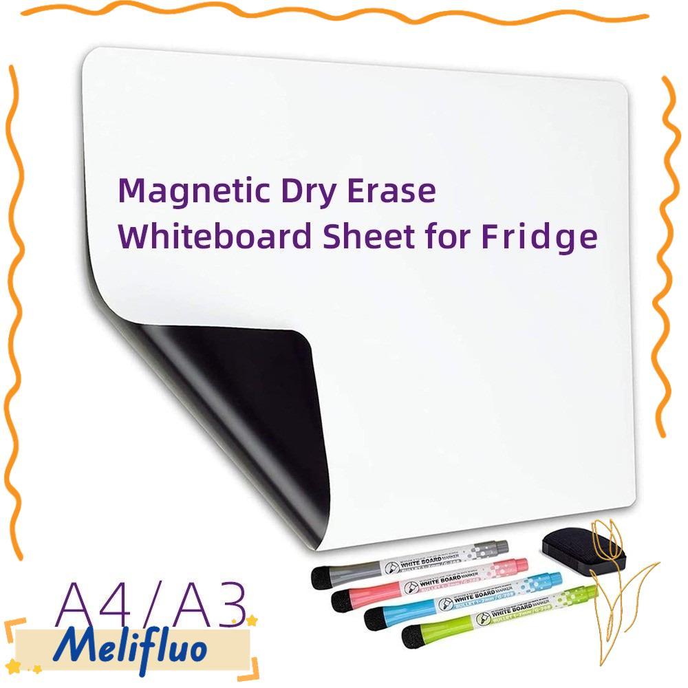MELIFLUO แม่เหล็กตู้เย็น Memo, แม่เหล็กที่ถอดออกได้แห้งลบบอร์ด, DIY Erasable A3/A4 WhiteBoard แผ่น