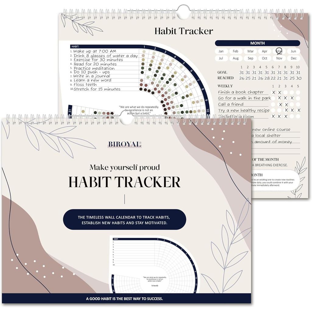 ปฏิทิน Habit Tracker 2026 (Undated 12 เดือน) - Daily Habit Tracker Jounal พร้อมเกลียว Binding & Hang