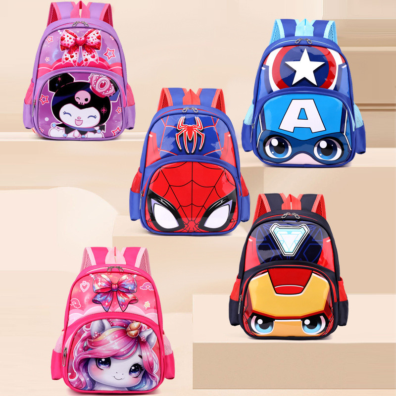กระเป๋าเป้เด็กอนุบาล Spider-Man อายุ 3-6 ปี ทนน้ำ สำหรับทั้งชายและหญิง Y09K