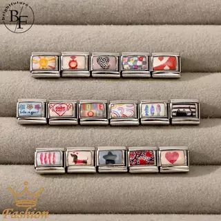 สร้อยข้อมือสแตนเลสพิมพ์ลายอิตาลีสีสันสดใส ขนาด 9 มิลลิเมตร สำหรับทำเครื่องประดับสไตล์วินเทจ