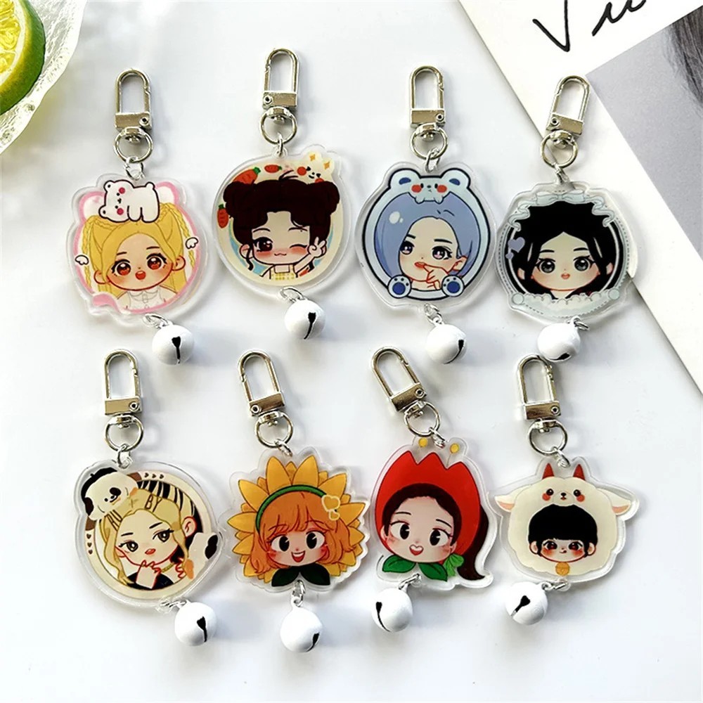 พวงกุญแจ chibi Blackpink น่ารักพร้อมกระดิ่ง Lisa Jennie Rosé Jisoo อุปกรณ์เสริมสําหรับแขวนกระเป๋าเป้