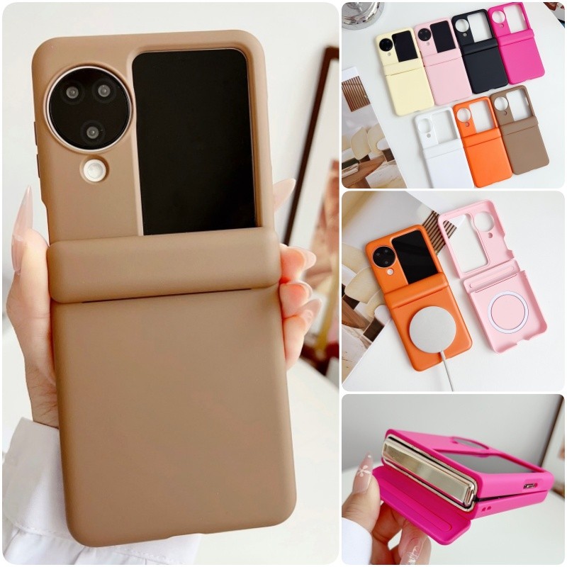 Magnetic Matte Solid Colour บานพับปลอก Funda สําหรับ OPPO Find N3 Flip Skin Feel ฝาครอบกันกระแทก