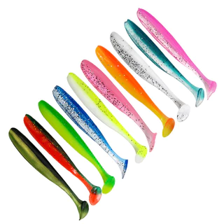 CISEA F461 เซ็ตเหยื่อลูเรีย 50 ชิ้น T-Tail หลายสี เหมาะสำหรับตกปลากะพง ปลากด ปลาชะโด พร้อมกล่องจัดเก็บฟรี