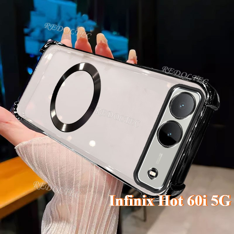 Infinix Hot 60i 5G Ultra เคสใหม่แม่เหล็กกันกระแทกโปร่งใสพร้อมแหวนแม่เหล็ก 2025 ออกแบบใหม่ปลอกใส Infi