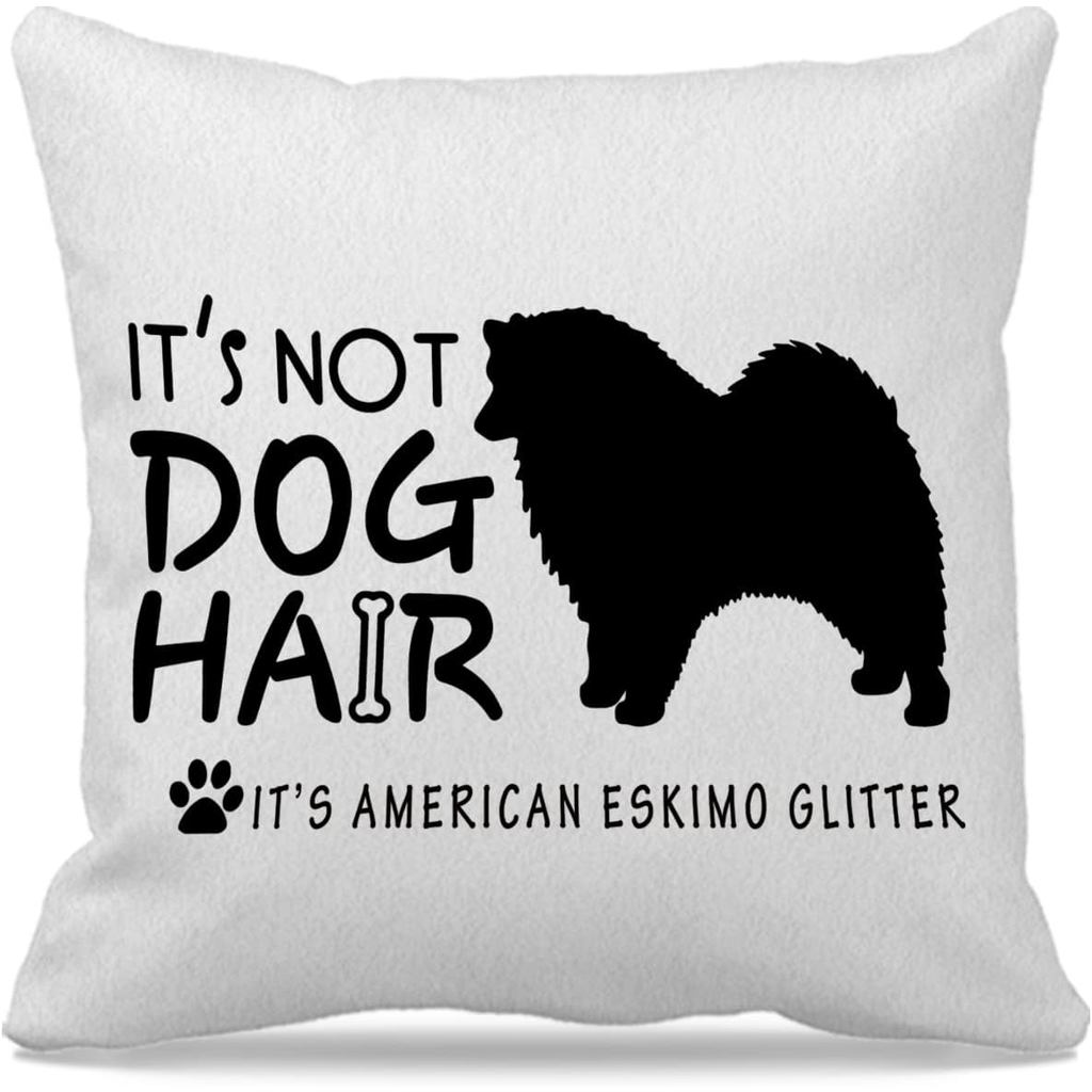 สุนัขธีม 18′′′′′′ ไม่ใช่ผมสุนัขเป็นอเมริกัน Eskimo Glitter ตลกอเมริกัน Eskimo Silhouette ตกแต่งโยนหม