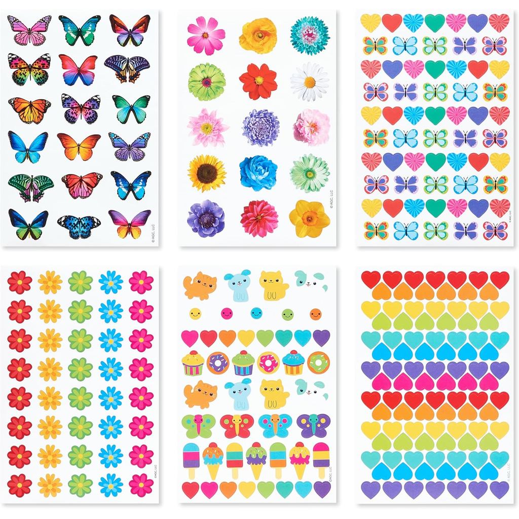 American Greetings 867-Count Bulk Stickers for Kids, Butterflies and Flowers