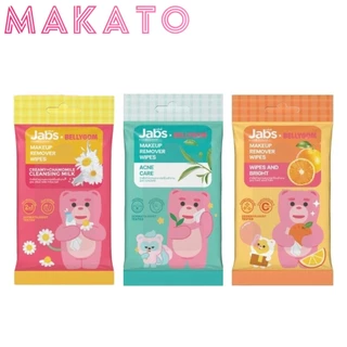 Jabs x BELLYGOM makeup remover wipes แจ๊บส์ ผ้าเช็ดทำความสะอาดเครื่องสำอาง ขนาด 10 แผ่น x1