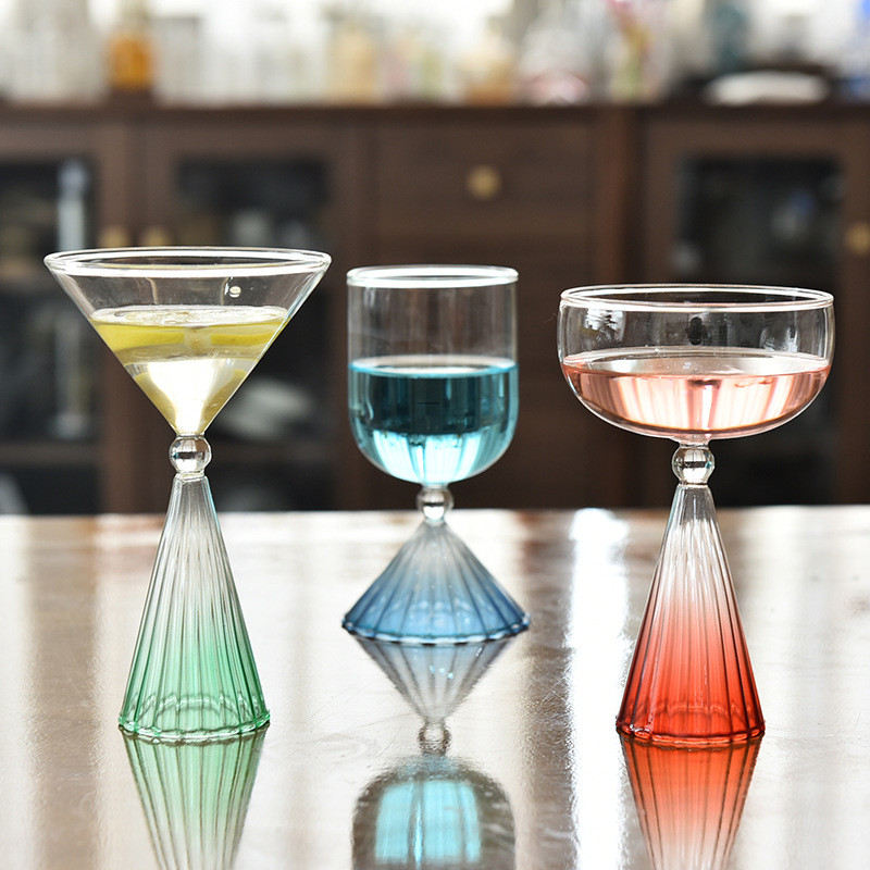 Creative ice cream cup, gradient dessert glass cup, beverage cup, tall pudding ice cream sundae cup,