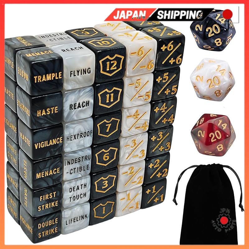 63-Piece MTG Counter Dice Set - Ability & Keyword Counters, -1/-1 Life Counters, Shield Life Counter