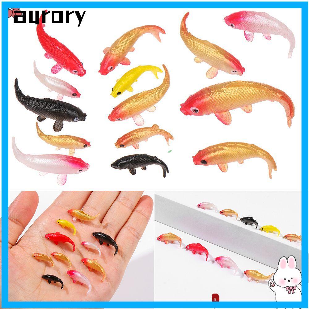 AURORY 5 ชิ้น Mini Koi Goldfish Tank Doll House ของเล่นตุ๊กตาอุปกรณ์เสริมเบ็ดตกปลา