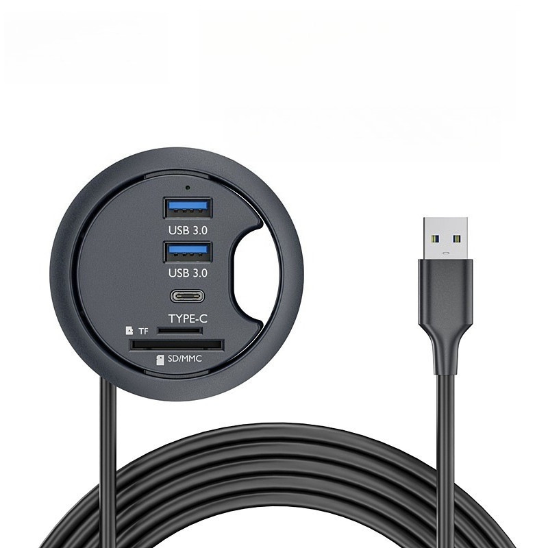 USB 3.0 Docking station Flush Mount Desktop HUB Port HUB Grommet Hole SD/TF Card Reader Port
