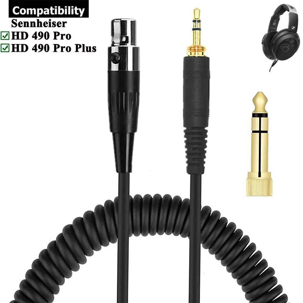 เหมาะสําหรับ Sennheiser HD 490 Pro Plus หูฟัง Mini XLR 6.35 มม. ด้ายภายในเปลี่ยนสปริงสายสัญญาณเสียงส
