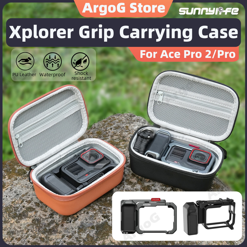 Sunnylife กระเป๋าเก็บ Insta360 Ace Pro 2 / Ace Pro รองรับด้ามจับ Xplorer Grip เคสแข็งกันกระแทก อุปกรณ์เสริม