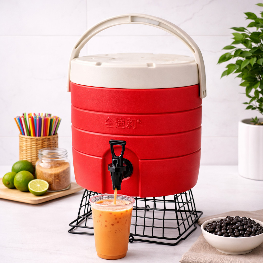 ถังชาไข่มุก ถังเครื่องดื่ม มี ก๊อก สแตนเลส 20L/25L ถังน้ำแข็ง ถังใส่น้ำ เก็บความเย็น/ร้อน มีหูหิ้ว ใช้ในร้านชา กาแฟ งาน
