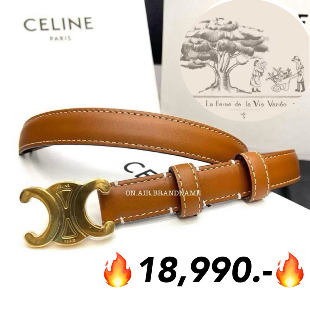 New celine small thriomphe belt 1.8 สี tan เข็มขัดรุ่นฮิต