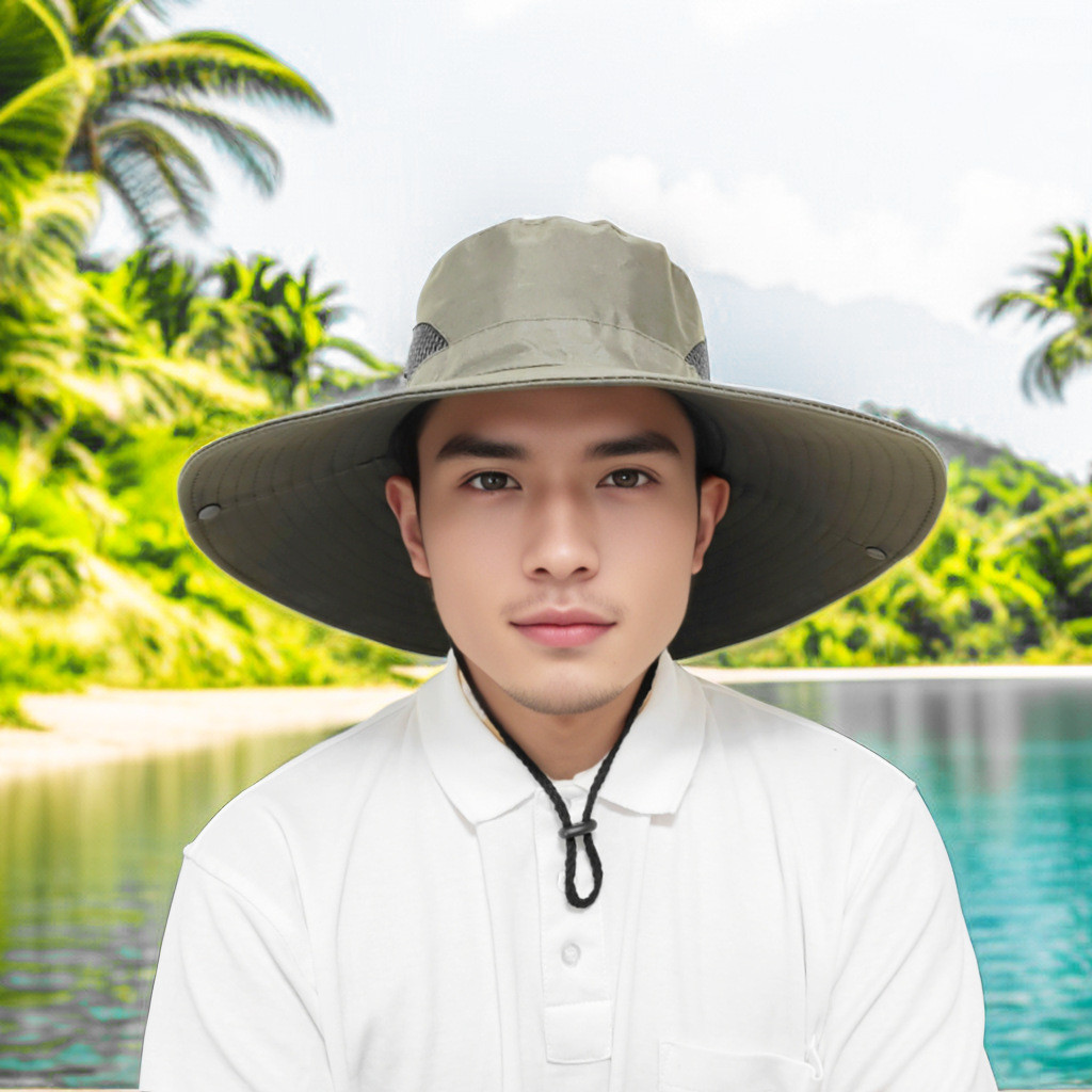 หมวกผู้ชายฤดูร้อน Big Brim Bucket หมวก Mountaineering Sun หมวกสวมหมวกหมวกชาย PAKS