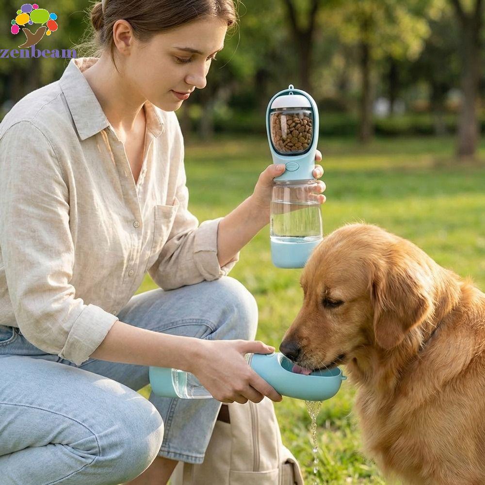 ZENBEAM Pet Outdoor Companion Cup, 3 in 1 Leak Proof Dog Food Dispenser, Travel Pet Cup Plastic Port