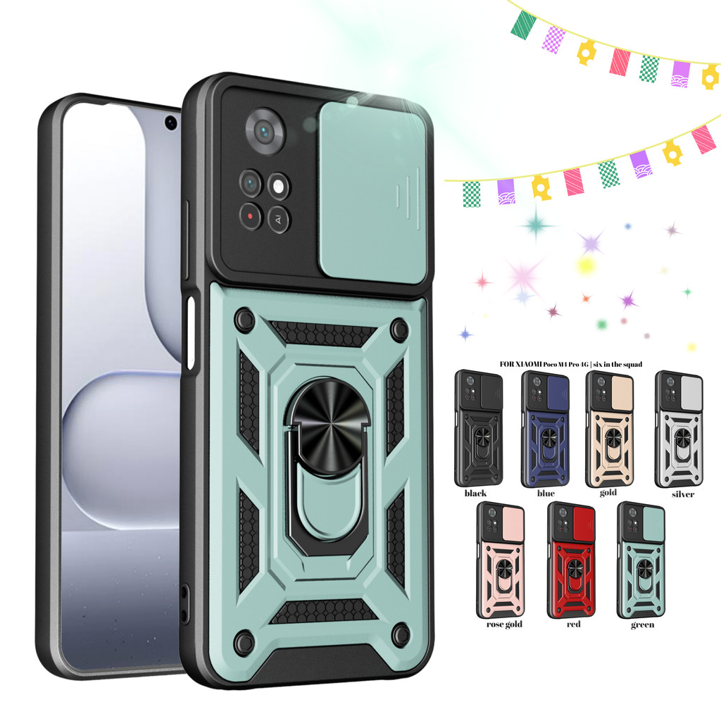 เคส Xiaomi Poco M4 Pro MZB0B5VIN 2201117พิ้ 2201117PG Shunjia Push Window เคสโทรศัพท์แม่เหล็กเกราะอเ