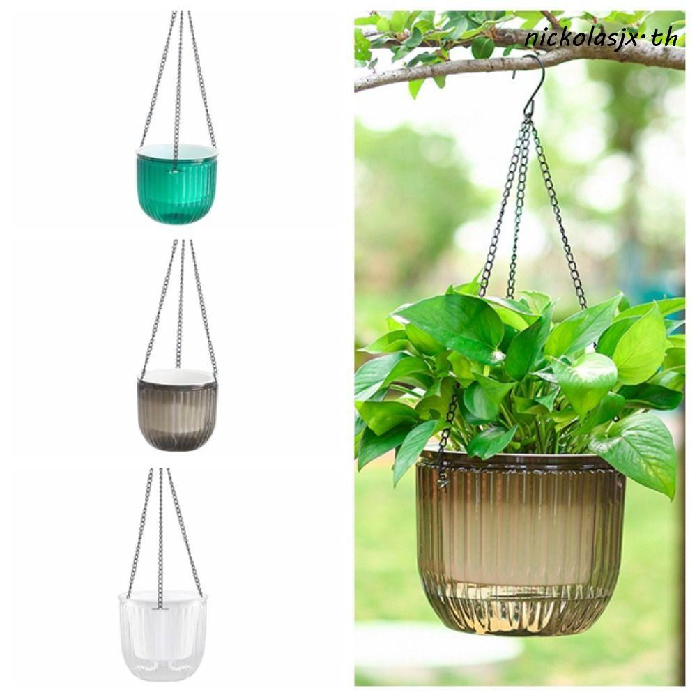 NICKOLAS กระถางดอกไม้, กระถางต้นไม้แจกันไฮโดรโปนิกส์,พลาสติกใส Self Absorbing Water Soil Culture กระ