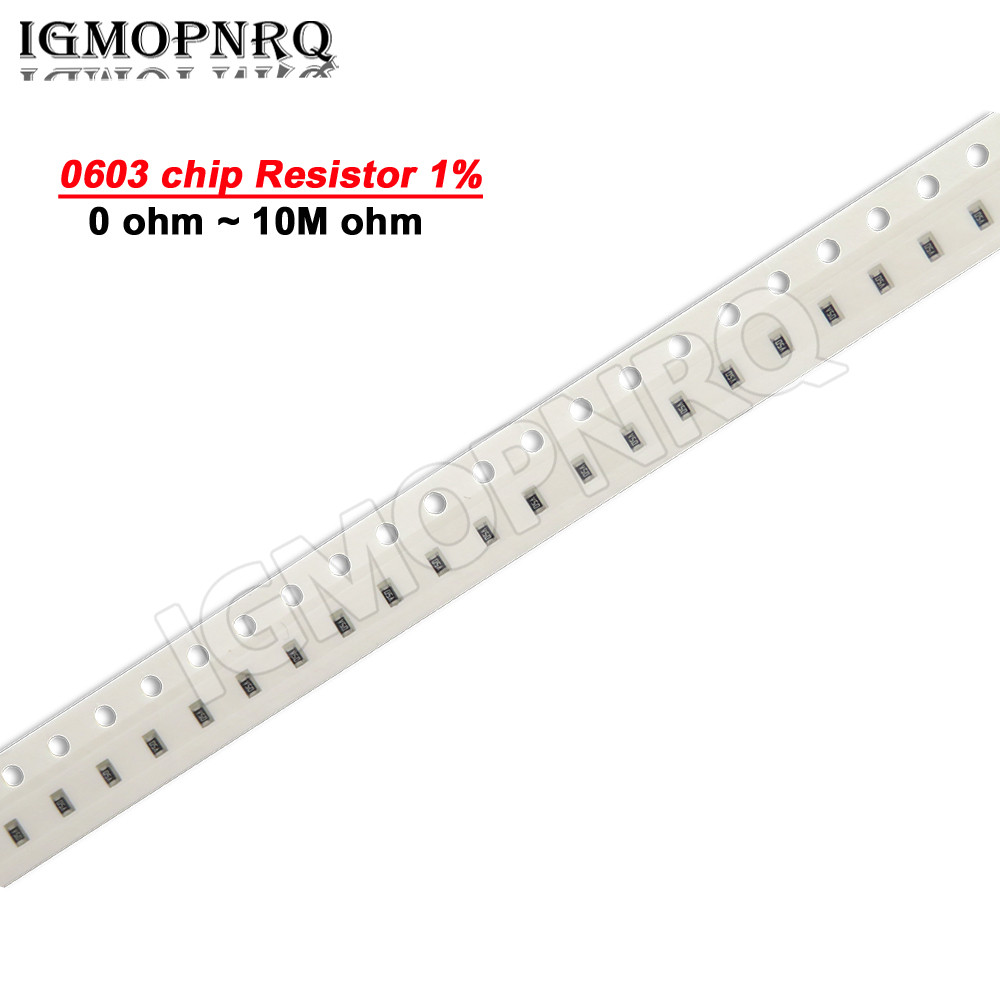 100pcs 0603 1% SMD ตัวต้านทาน 0R ~ 10M 1/10W 0R 1R 10R 100R 150R 220R 330R 470R 1K 2.2K 10K 100K 1M 