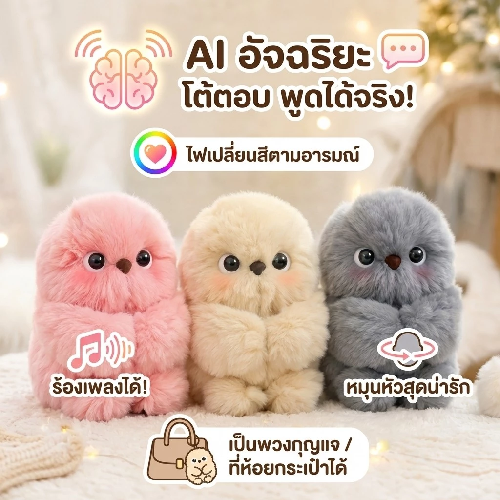 ตุ๊กตาของเล่นกระต่ายตุ๊กตา มิตรภาพกับสัตว์เลี้ยงตัวน้อยที่บอบบางMirumi AI toy