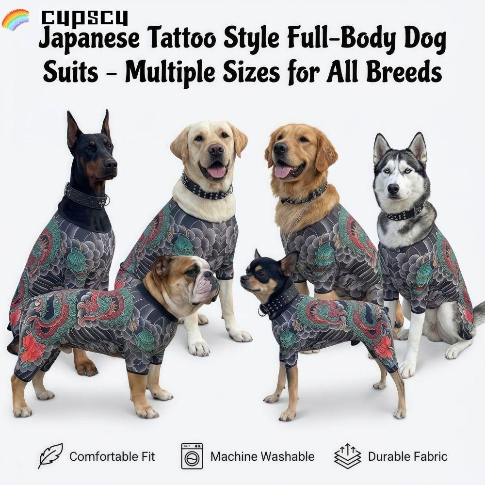 CUPSCU สุนัข Cat Tattooed เสื้อกั๊ก, Breathable ตลกสัตว์เลี้ยง Tattoo Jacket, ความคิดสร้างสรรค์ Four Seasons เหมือนจริงกระชับเสื้อผ้าสัตว์เลี้ยง S ถึง 6XL
