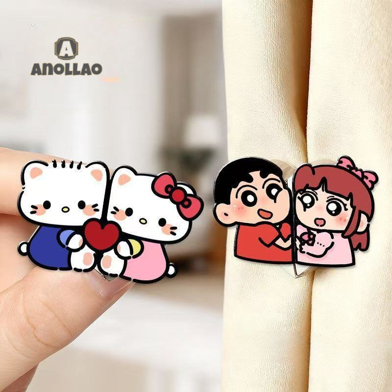 คลิปหนีบม่านแม่เหล็กอะคริลิคลายการ์ตูนน่ารัก ใช้ซ้ำได้ กันแสง ติดตั้งง่าย ไม่ต้องเจาะรูAnollao