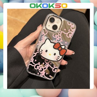 เหมาะสําหรับเคสโทรศัพท์ OPPO / Reno7pro / reno6 / 7z / 5 กระจกทาสีการ์ตูนใหม่ Hello Kitty ป้องกันการหล่นของเคสโทรศัพท์มือถือเคสนุ่ม R17 คู่รุ่น A72 / A53 / A9 2020 / 4Z 5G / A15 / A3S