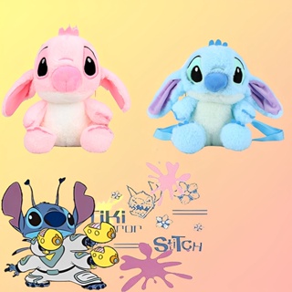 กระเป๋าเป้สะพายหลัง กระเป๋านักเรียน ผ้ากํามะหยี่ขนนิ่ม แฮนด์เมด ลาย Stitch Angel สําหรับเด็กอนุบาล