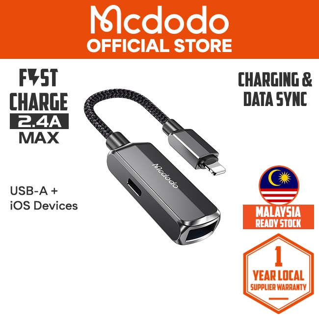 MCDODO CA269 ตัวแปลง 2 IN 1 (อุปกรณ์ iOS เป็น USB-A 3.0 + อุปกรณ์ iOS )