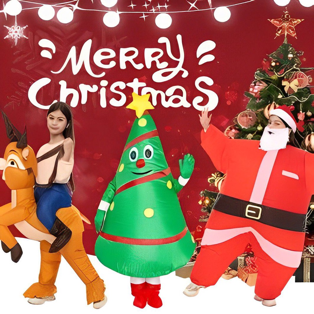 ชุดคอสเพลย์ซานตาคลอส ต้นคริสต์มาส แบบเป่าลม สำหรับเด็กและผู้ใหญ่