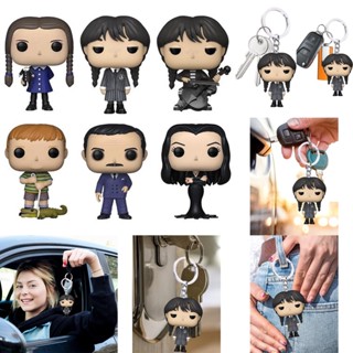 COD The Addams Family Wednesday Backpack Pendant Toy Model Figure Keychain For Girl Kid Gift