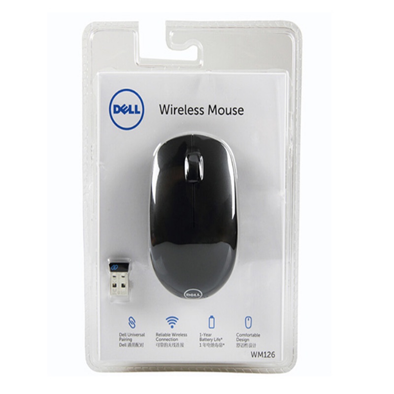 Wm126 เมาส์ Dell ไร้สายเหมาะสําหรับโฮมออฟฟิศหรือสีดํา